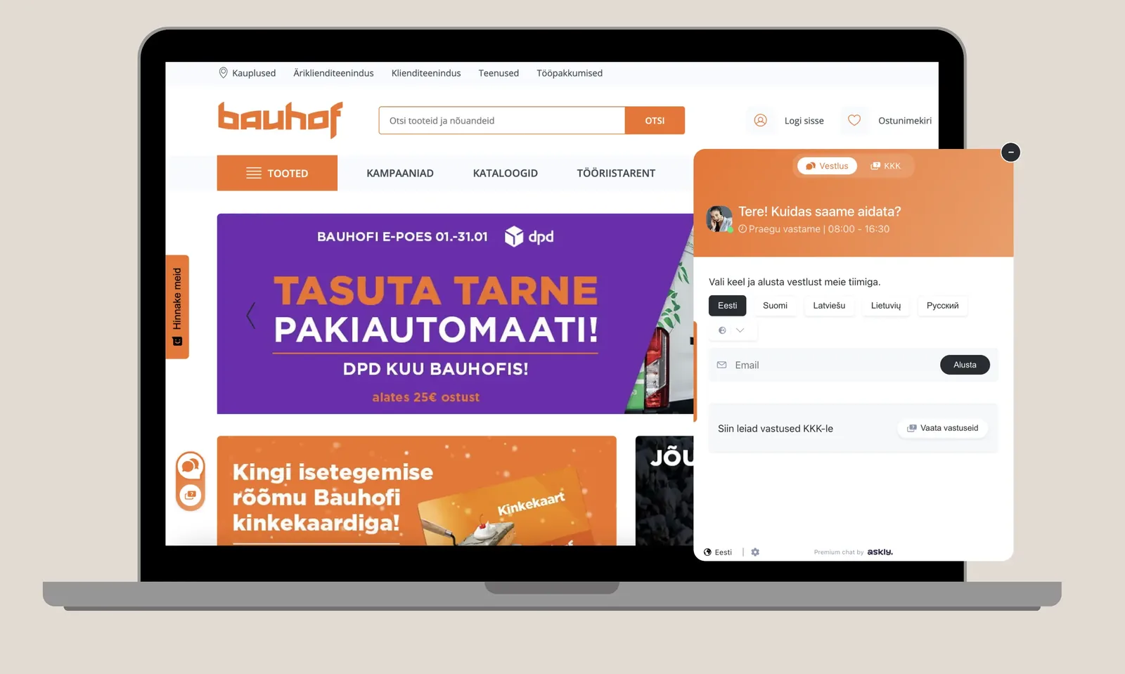 The Askly chat on Bauhof’s website