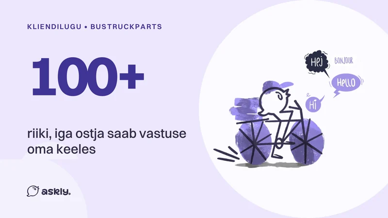 BusTruckParts: 100+ riiki, iga ostja saab vastuse oma keeles, Askly lind jalgrattal tervitab mitmes keeles